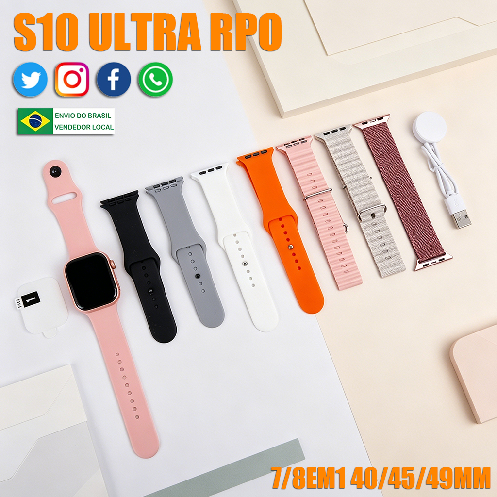Novo Smartwatch S10 Pro MAX com Chamada Bluetooth e Monitor de Pressão Arterial impermeável Compatível com Android iOS