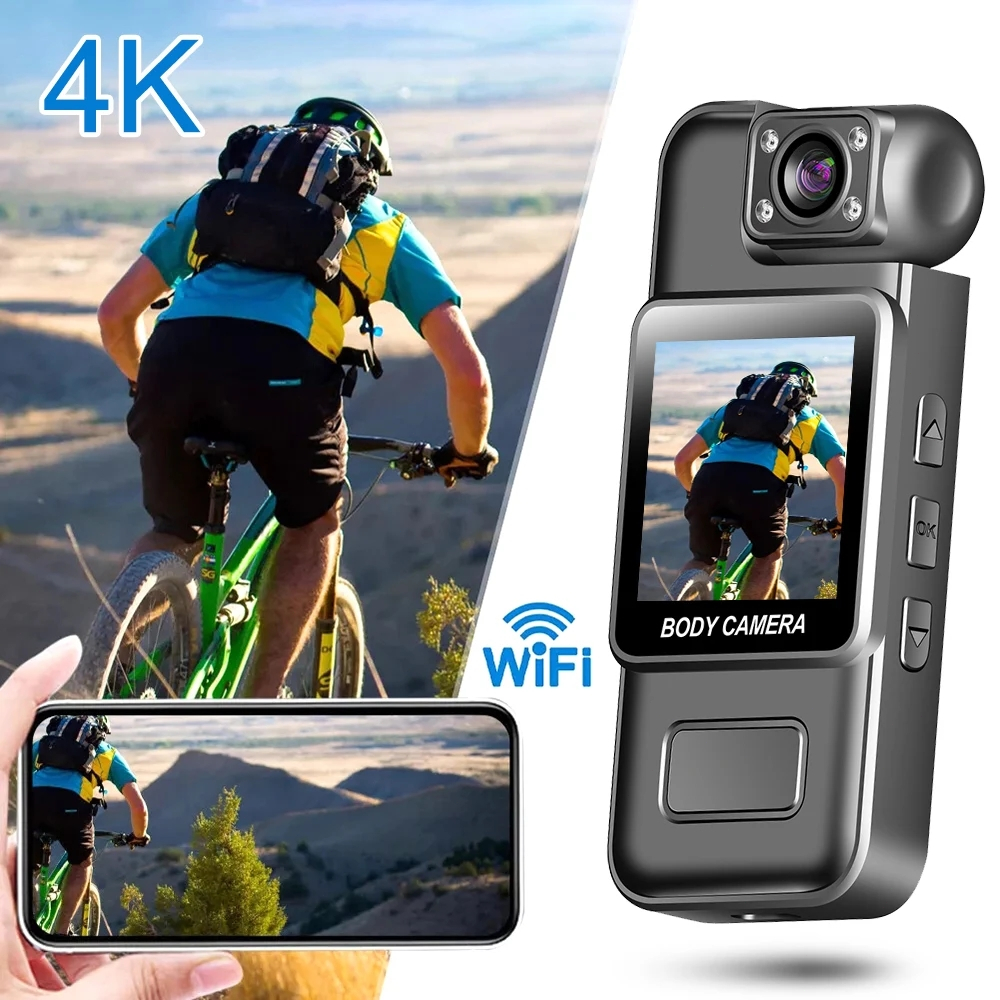 Ultra HD 4K WiFi Mini Câmera Portátil Gravador De Vídeo Digital Polícia Corpo Cam Visão Noturna Infravermelha Esportes D