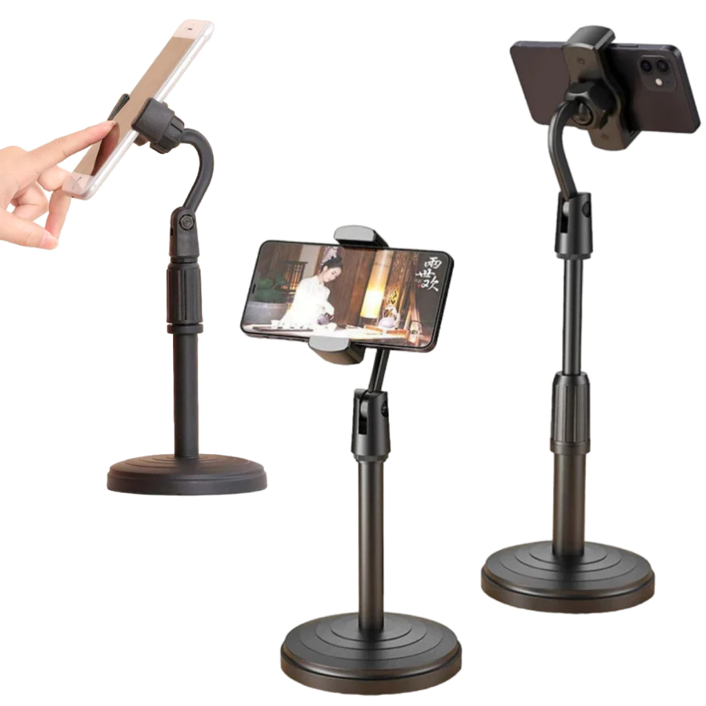 Cell Phone Holder Stabilizer Table Universal Articulated 360o Height Adjustment Heavy Base Tripod
