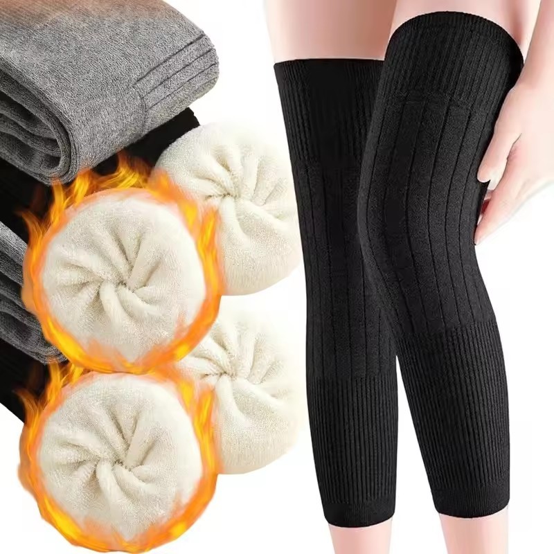 Aquecedores De Pernas Grossos E Quentes De Inverno – Proteção De Joelho Capa Elástica Confortável Para Mulheres Homens ,