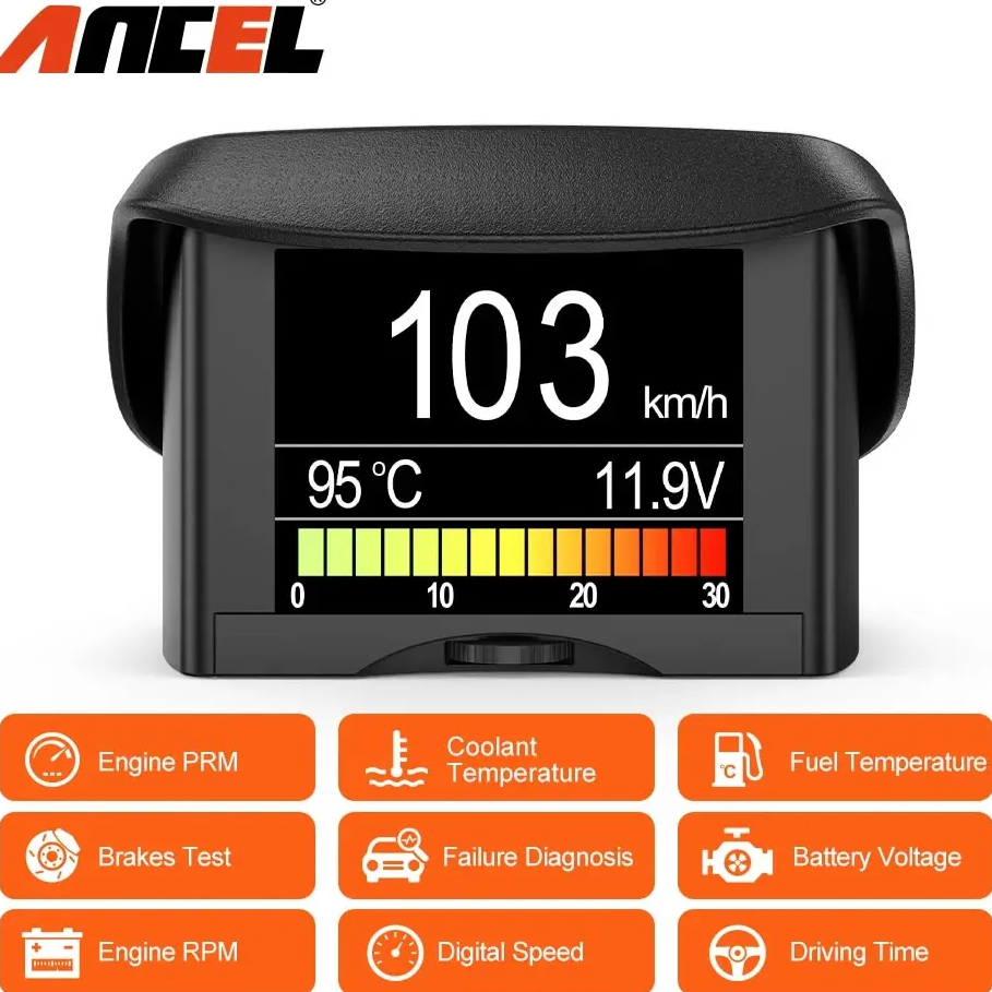 ANCEL A202 HUD Computador Bordo Automotivo Para Aviso Digital De Velocidade De Temperatura Obd2 Scanner