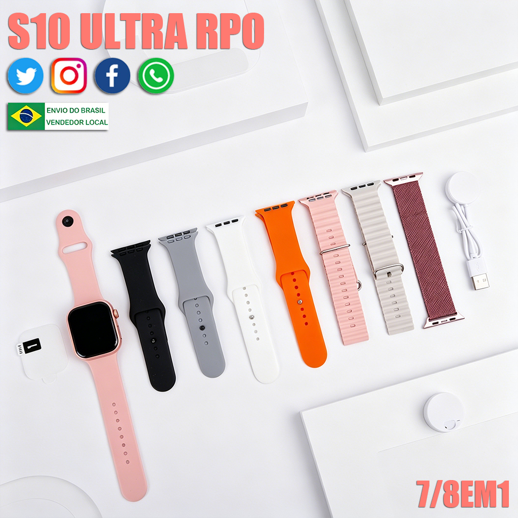 2026 Smartwatch S10 Ultra Pro max 8 em 1 suporta chamadas Bluetooth detecção de pressão arterial impermeável