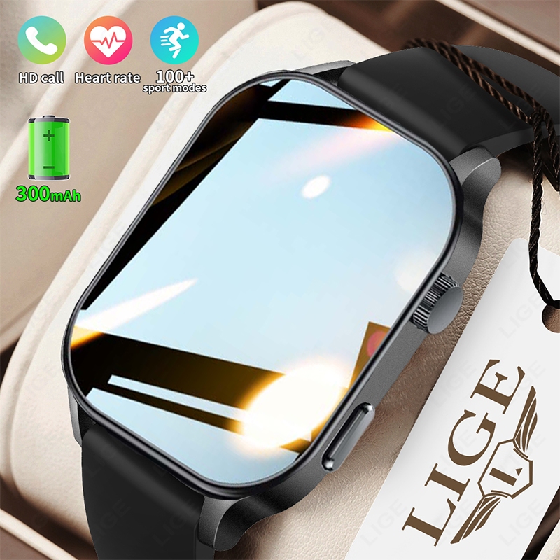 LIGE Tela HD Relógio Inteligente Monitor De Saúde Oxigênio No Sangue Bluetooth Chamada Freqüência Cardíaca Esportes Smar