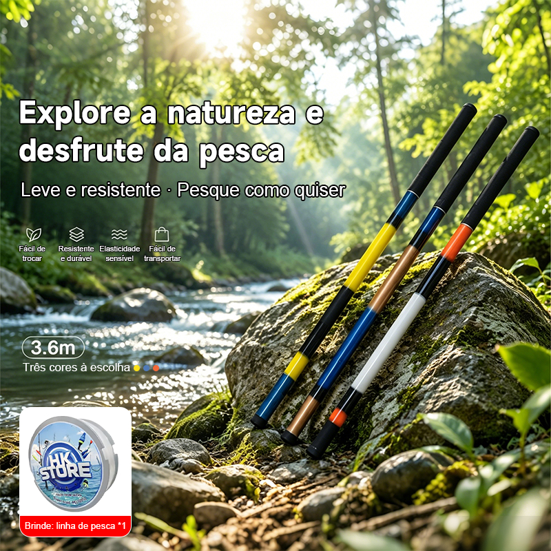 Vara de pesca de 3,6 metros, retrátil, flexível e superleve, ideal para diversas situações (linha de pesca incluída)