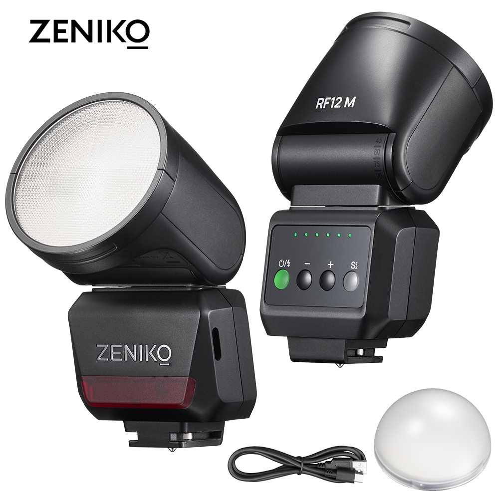ZENIKO RF12M Mini Flash De Cabeça Redonda Para Retratos 5 traight Fora Da Câmera