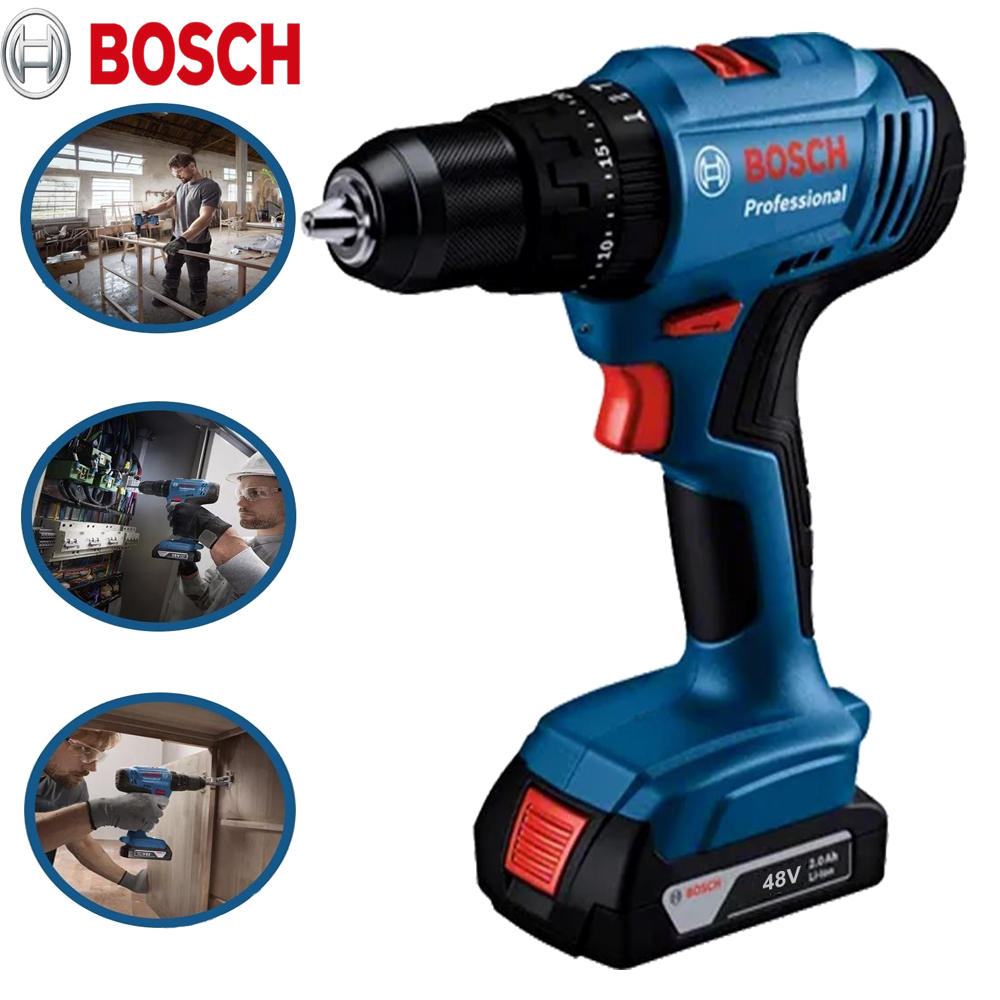Furadeira Parafusadeira Bosch Gsr 185-li 48v Brushless Furadeira Elétrica 2 Baterias Furadeira de Impacto Elétrica - Miniatura 2