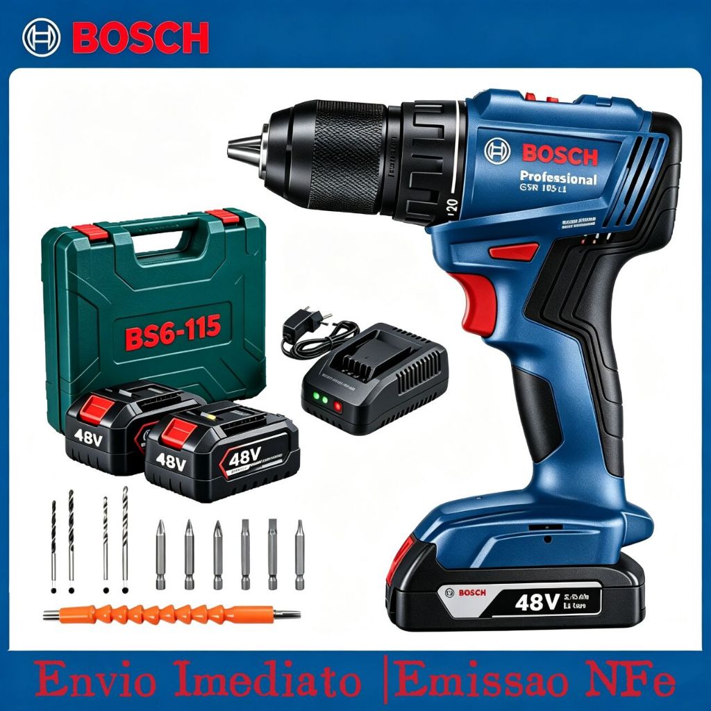 Bosch Parafusadeira Furadeira Gsb 6-115 48v 2 Baterias Furadeira de Impacto Elétrica com Maleta e Acessórios Completo — R$ 399,88 em Shopee