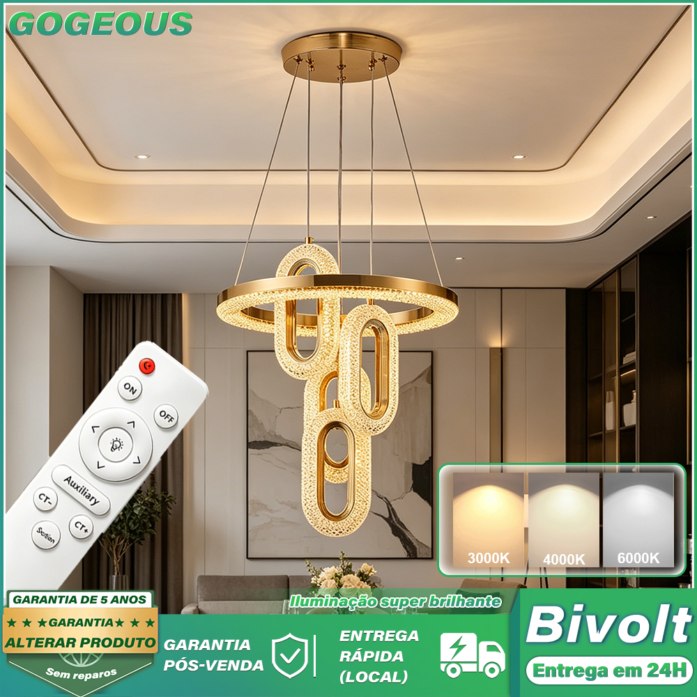 3 Cores 110V-220V Lustre De Teto LED Com Controle Remoto Lustre De Cristal Para Teto Sala Decoração Nórdica