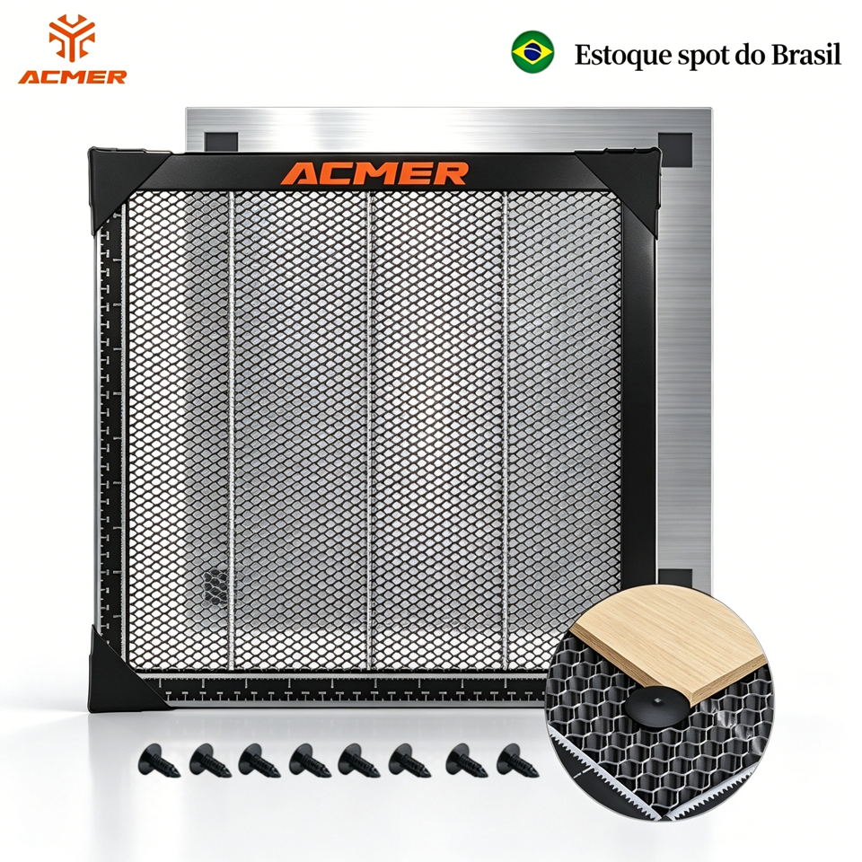 ACMER Placa de Favo de Mel Laser, Mesa de Trabalho em Alumínio com Pinos Fixadores para Máquina de Gravação a Laser