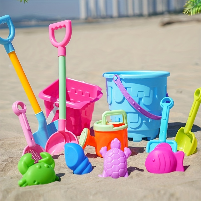 Conjunto De 13 Peças De Brinquedos De Areia Para Praia , Balde De Crianças De 3 A 10 Anos , Baldes Com Moldes E Bolsa De