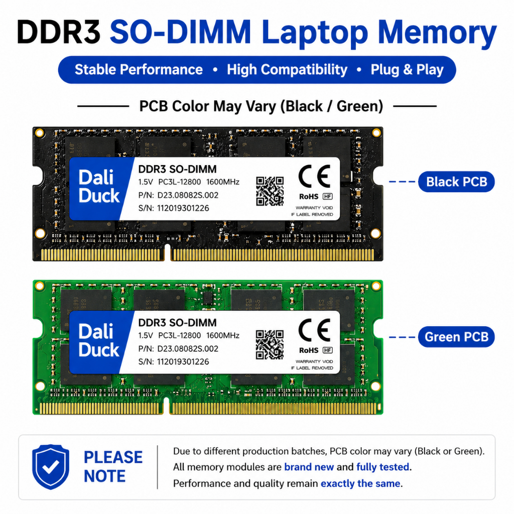 Dali Duck RAM Memória DDR3L 4GB 8GB 1333MHz 1600MHz PC3L 10600S 12800S 204Pin 1.35V SODIMM Para Portátil Notebook DDR3