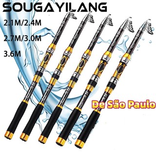 Sougayilang Vara De Pesca Telescópica De Fibra De Carbono Portátil Ultraleve Giratória Equipamento