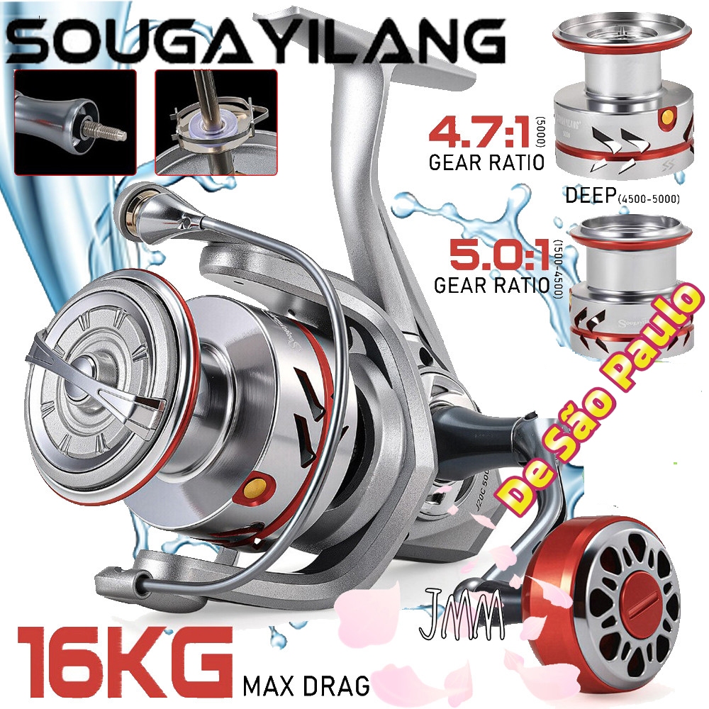 Sougayilang Novo Carretel Giratório 1500-5000 5.0 : 1 De Pesca De Metal De Alta Velocidade Arrasto Máximo 16kg