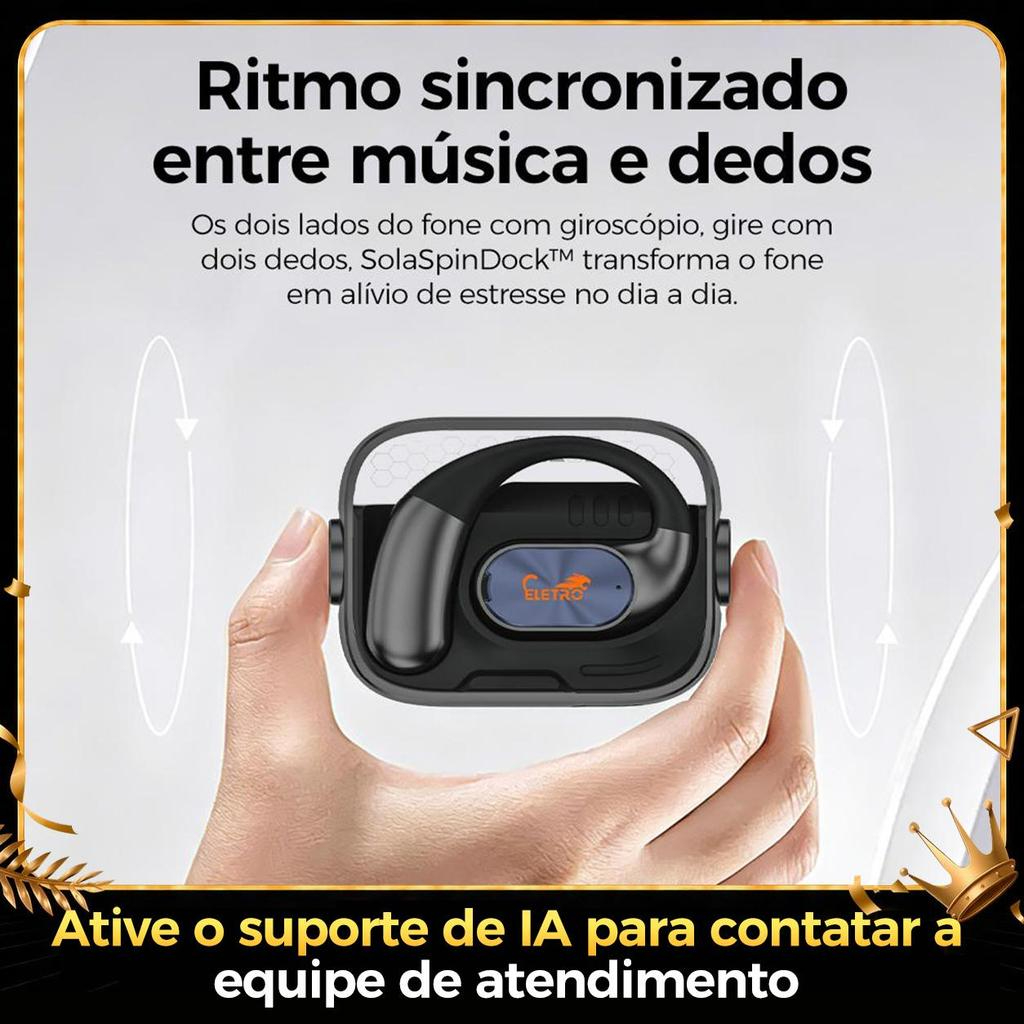 Eletromex Fones de ouvido com giroscópio na ponta do dedo AI Translator Languages Noise Cancelling Bluetooth 6.0