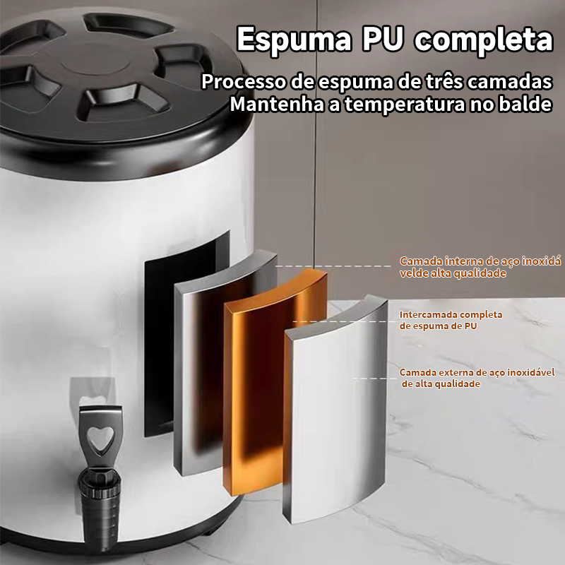 Detalhes do Garrafa Térmica 6L e 8L com Torneira Mantém Bebidas Quentes/Frias | Para Casa e Eventos