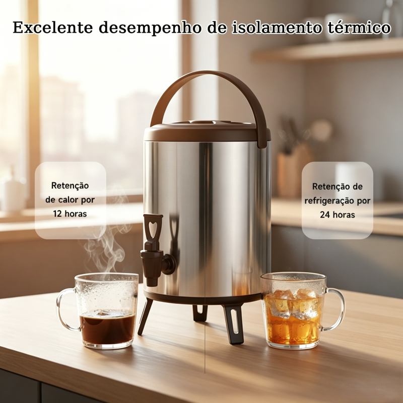 Garrafa Térmica 6L e 8L com Torneira Mantém Bebidas Quentes/Frias | Para Casa e Eventos