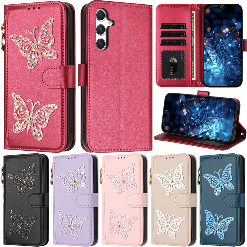 Caixa De Luxo Para Samsung Galaxy A54 5G A34 A14 A24 A53 A33 A23 M13 5G A04 A04s A13 M13 4G Carteira Com Zíper Couro Slo