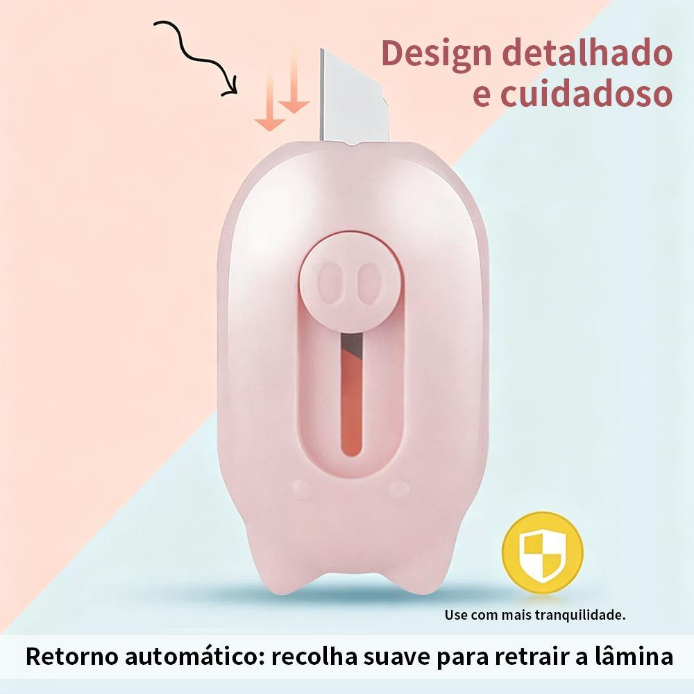 Mini Estilete Retrátil Forma de Nuvem Cortador de Papel Seguro com Trava Furo para Chaveiro Portátil
