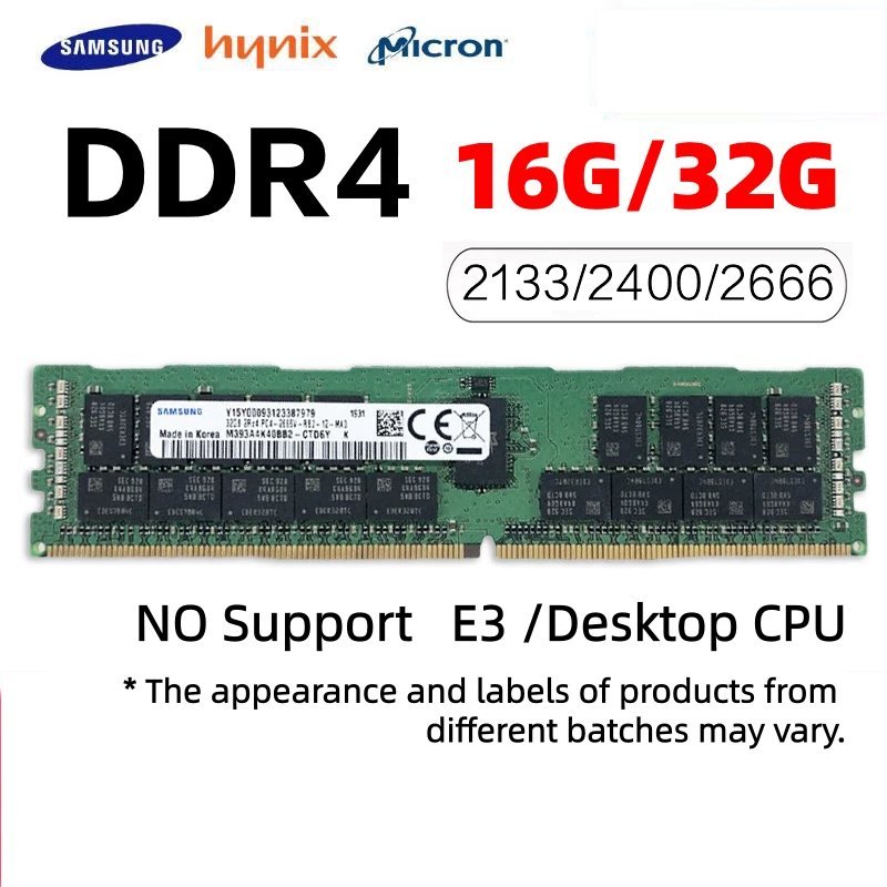 Suporte De Memória De Servidor Samsung Micron SK Hynix DDR4 ECC REG 16 Gb 2133/2400/2666 MHz