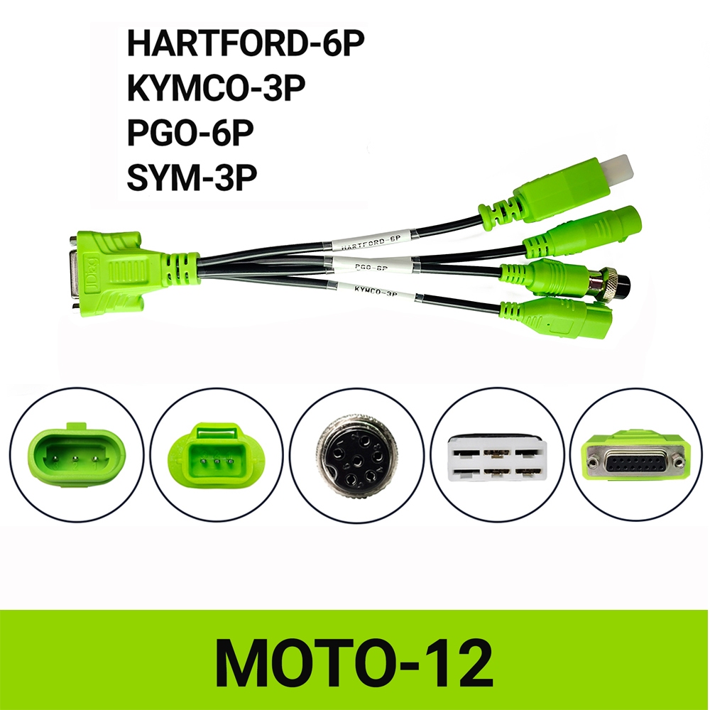 Para Hartford-6PIN KYMCO-3PIN PGO SYM DB15PIN 4 Em 1 Linha De Conexão MOTO-12 Cabo De Diagnóstico De Motocicleta