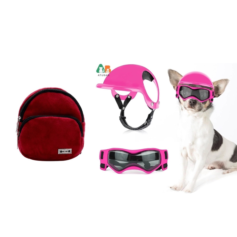 Kit Moto Pet: Capacete com Óculos + Mochila | Ideal para Passeios de Moto com Segurança e Estilo