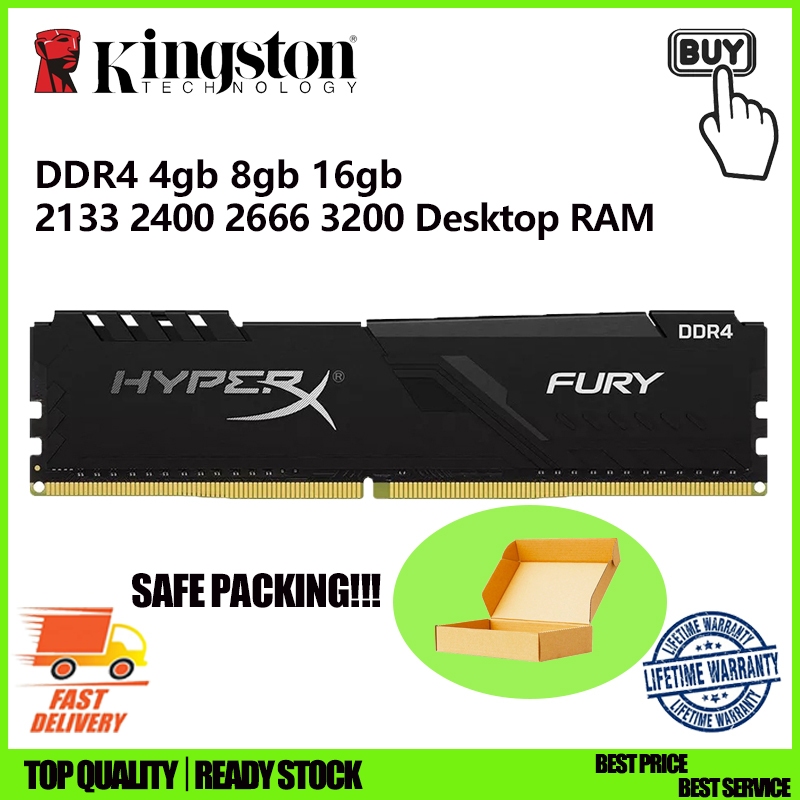 Kingston HyperX FURY RAM DDR4 4/8/16GB 2133 2400 2666 3200 MHz Desktop Memory PC Ram udimm dimm Memória De 288 Pinos