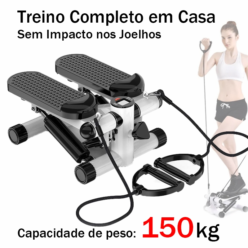 Kit Fitness: Mini Bike Ergométrica e Simulador de Caminhada para Pernas e Fisioterapia (LCD e Elástico）