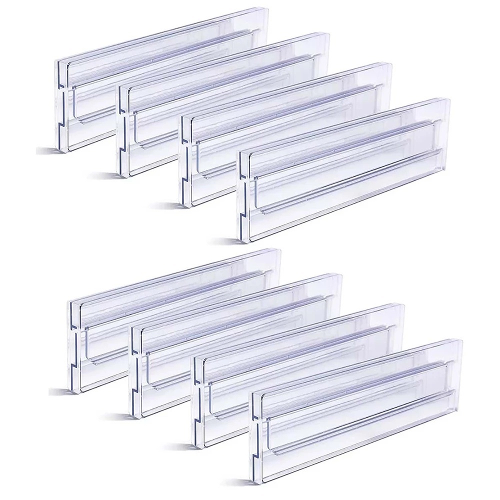 Kit 8 Divisórias de Gaveta Ajustável Expansível Organizador Transparente Cozinha Armário 27,5-52cm