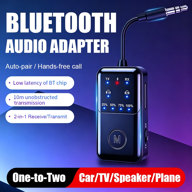 Adaptador De Áudio Bluetooth 2 Em 1 : Receber/Transmitir , Emparelhamento Automático , Chamadas Viva-Voz , Baixa Latênci