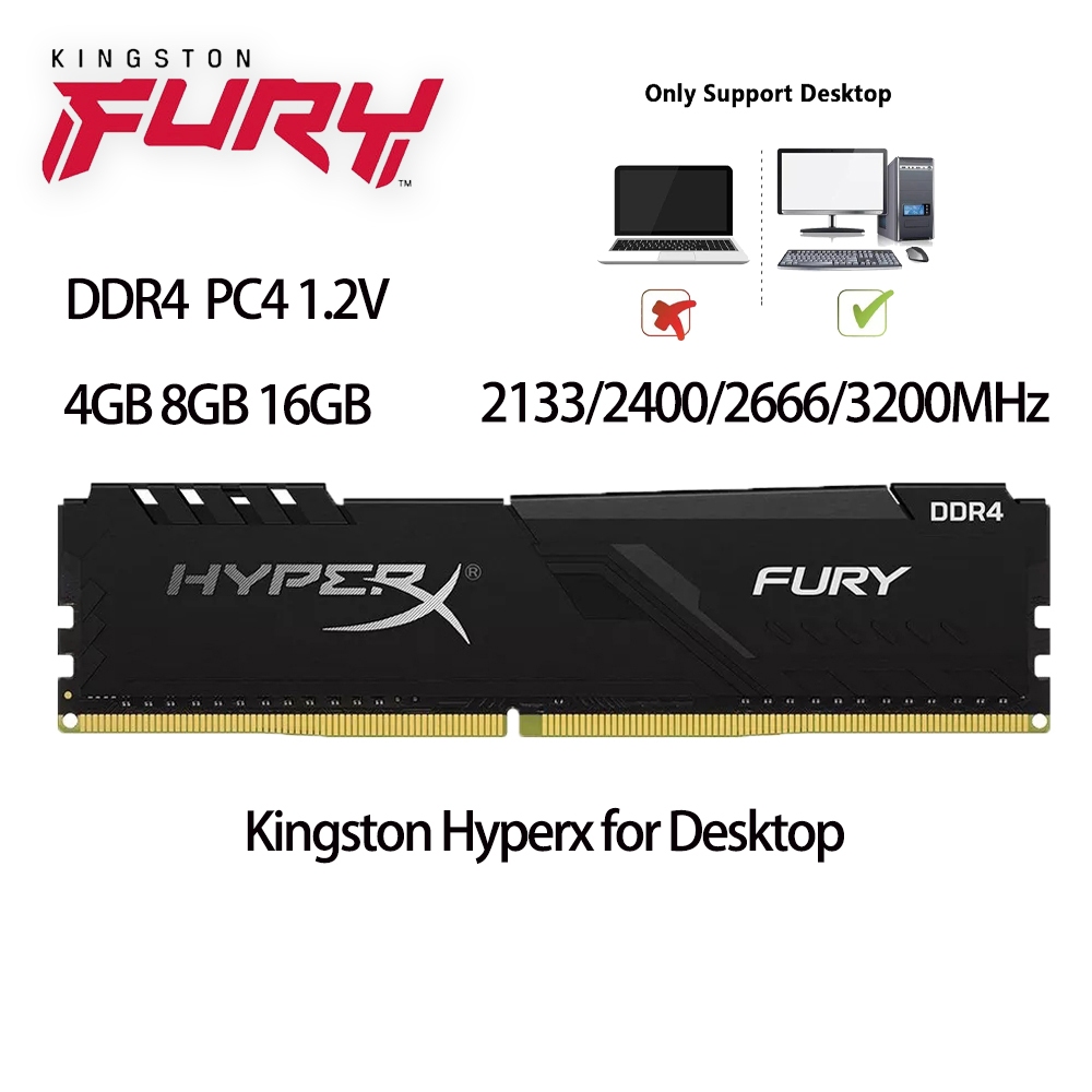 Kingston HyperX Desktop RAM DDR4 PC4 4GB 8GB 16GB DDR4 2133Mhz 2400Mhz 3200Mhz 2666 Mhz PC4-21300U Memória DIMM