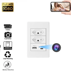 Soquete Brasileiro Com Câmera WIFI Sem Fio Mini Nanny Cam Loop Gravação webcam Tipo-c