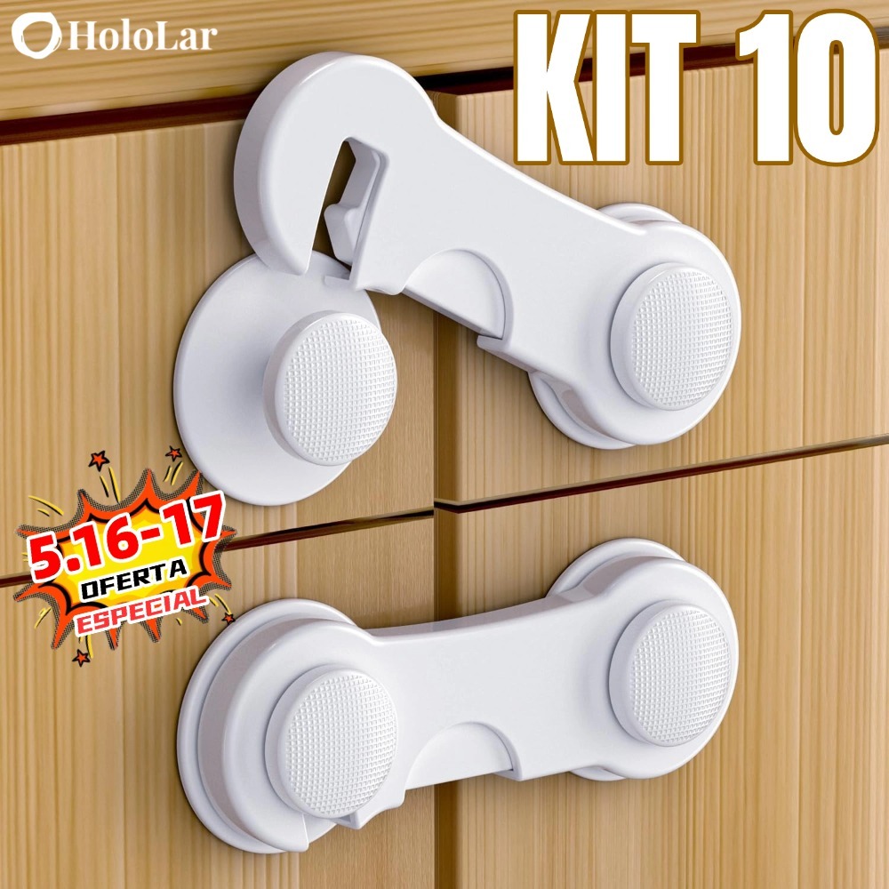 Kit 10 Travas Para Gaveta Porta Armário Segurança Bebê - Opção de cores HL