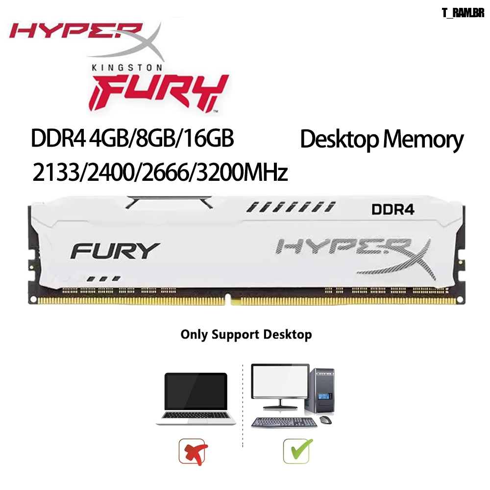 Kingston HyperX FURY DDR4 4/8/16 Gb 3200/2666/2400/2133 Mhz PC4 Memória RAM 288 Pinos Para Computador DESKTOP