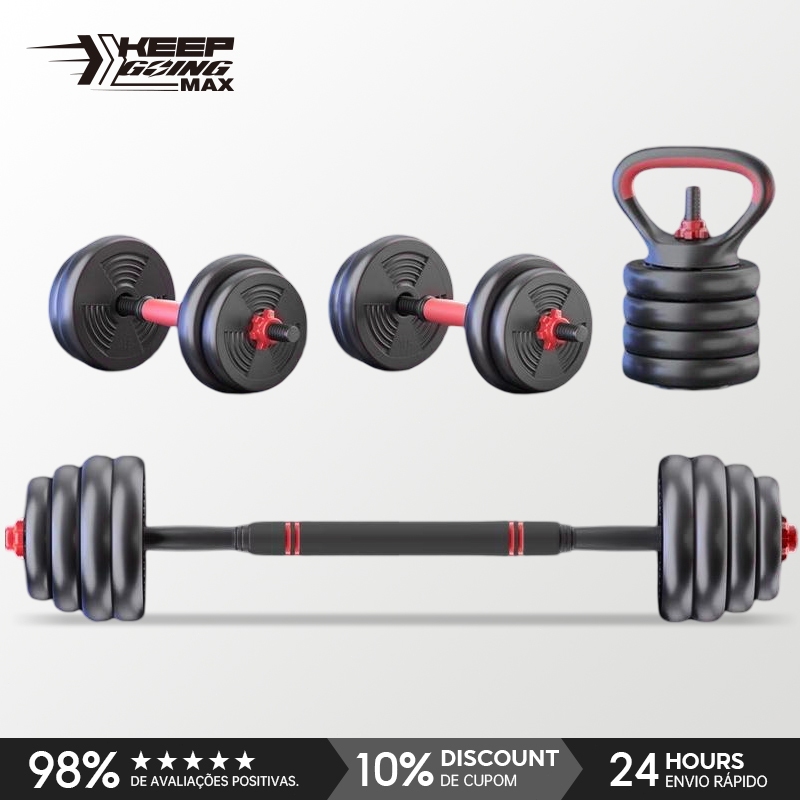 KEEP 15kg - Halteres, Anilhas, Barras e kettlebell Ajustáveis - Treino em Casa Musculação