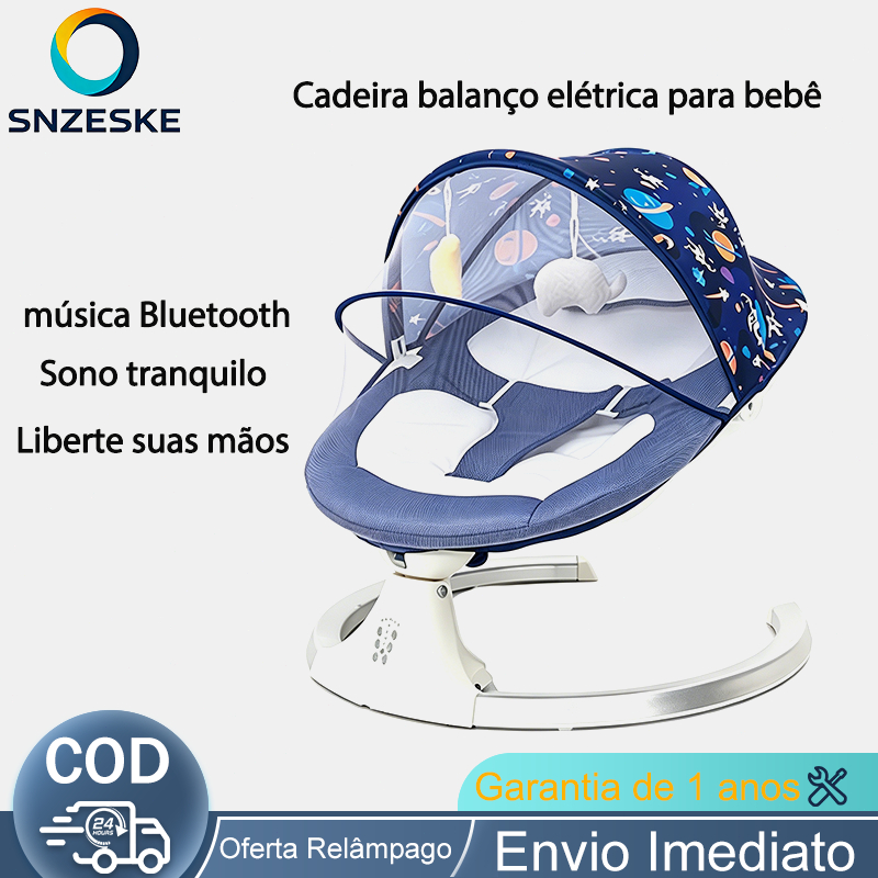 Snzeske [PIX]Cadeira Balanço Elétrica para Bebê, Cadeira de Acalmo Multifuncional para Recém-Nascido