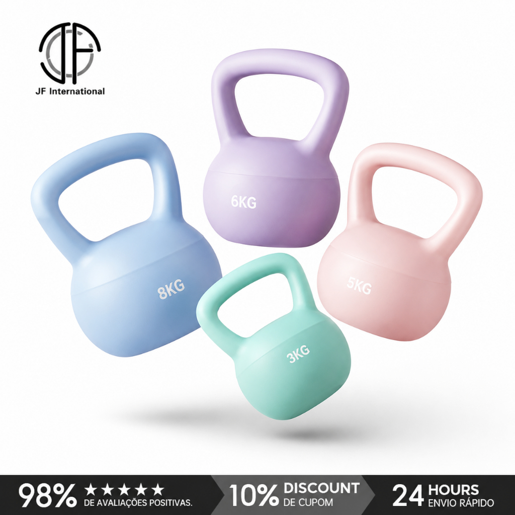 Kettlebell Emborrachado 4kg A 10kg Com Luva De Presente-Peso Fitness Para Treinamento Funcional , Musculação , Academia