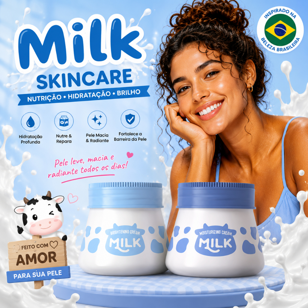 Milk Whitening Creme Facial LAIKOU Brightening Shrink Pores Remove Freckle Wrinkles Cuidados com a pele skin care