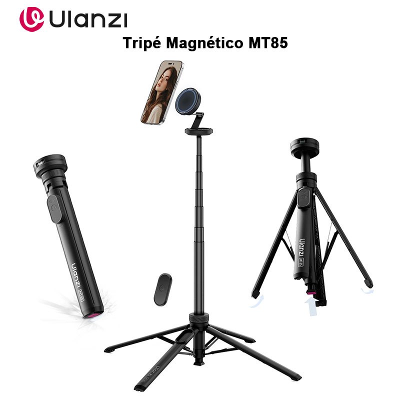 ULANZI MT85 Tripé Magnético MagSafe 1.5m Base 4 Pernas Estabilizadoras Controle Bluetooth iPhone