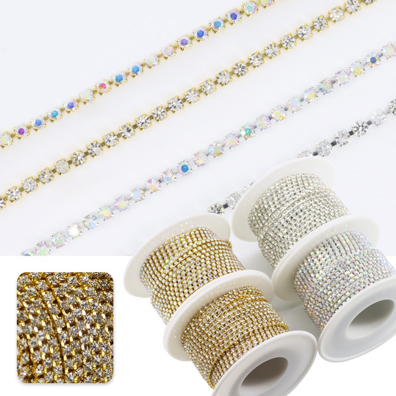 Tipo denso strass garra corrente incrustada cristal diamante corrente diy Material acessórios diamante
