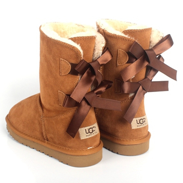 Botas De Neve De Cano Médio Com Laço Duplo De Cetim , Femininas Quentes De Pelúcia