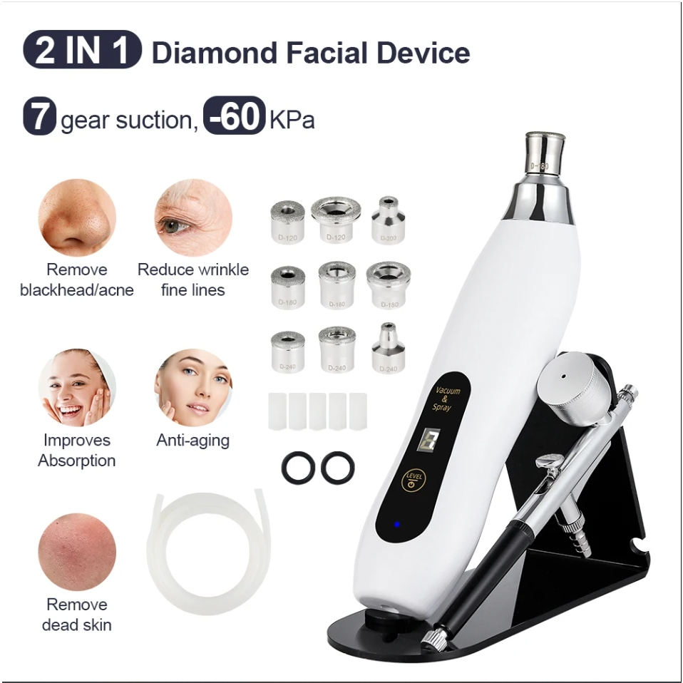 Portátil Diamante Microdermoabrasão Facial Peeling Máquina Hidratante Aerógrafo Esfoliação Limpeza Profunda Vácuo Remove