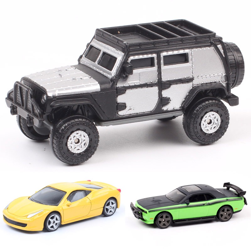 MATTEL Escala 1/55 Dodge Challenger SRT8 Ferrari 458 Jeep Wrangler Rubicon Diecast Car Toy Vehicle Modelo Velozes E Furi