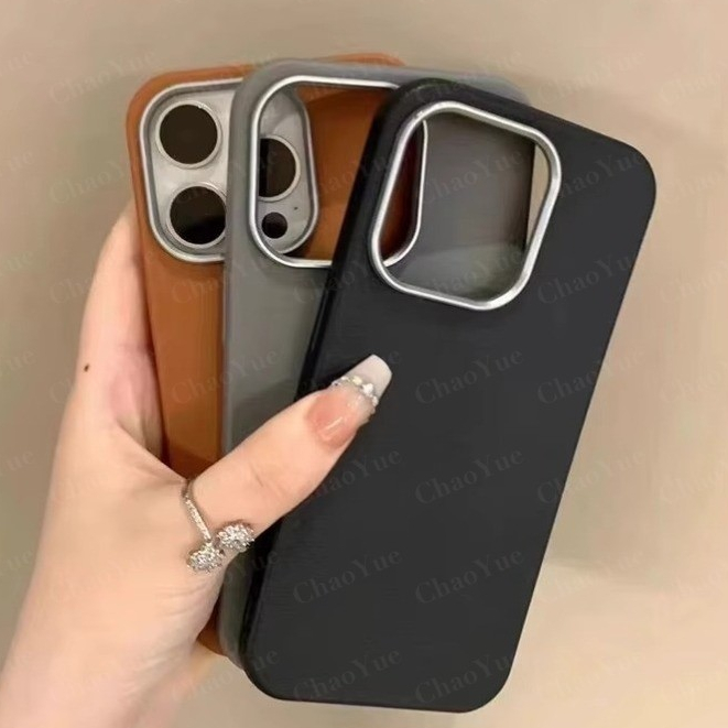 Capa De Telefone Luxuosa De Couro Fosco De silicone Macio Compatível Com IPhone 17 16 15 14 13 12 11 Pro Max Plus Proteç