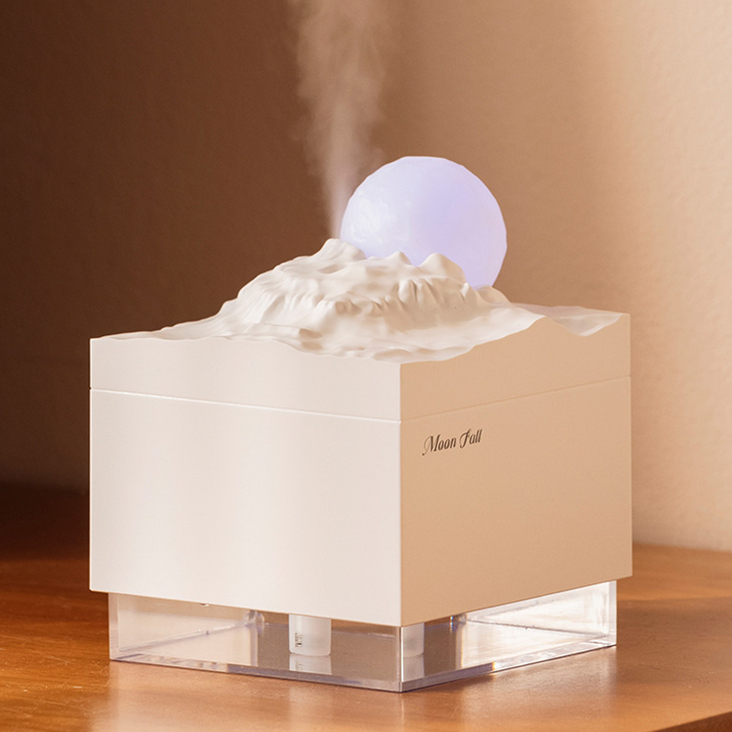 Umidificador Luminária + Essências Abajur 2em1 300ml Lua 3d Vaporizador de Ambiente Difusor De Ar