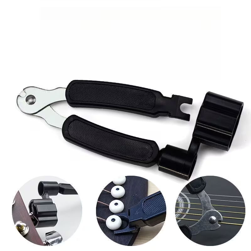 Enrolador Encordoador Violão 3 Em 1 + Cortador Corda + Extrator De Pinos Para Violão Guitarra Cavaco Banjo