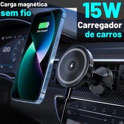 Suporte de telefone recarregável 2 em 1 para carro - Ajuste de rotação de 360°