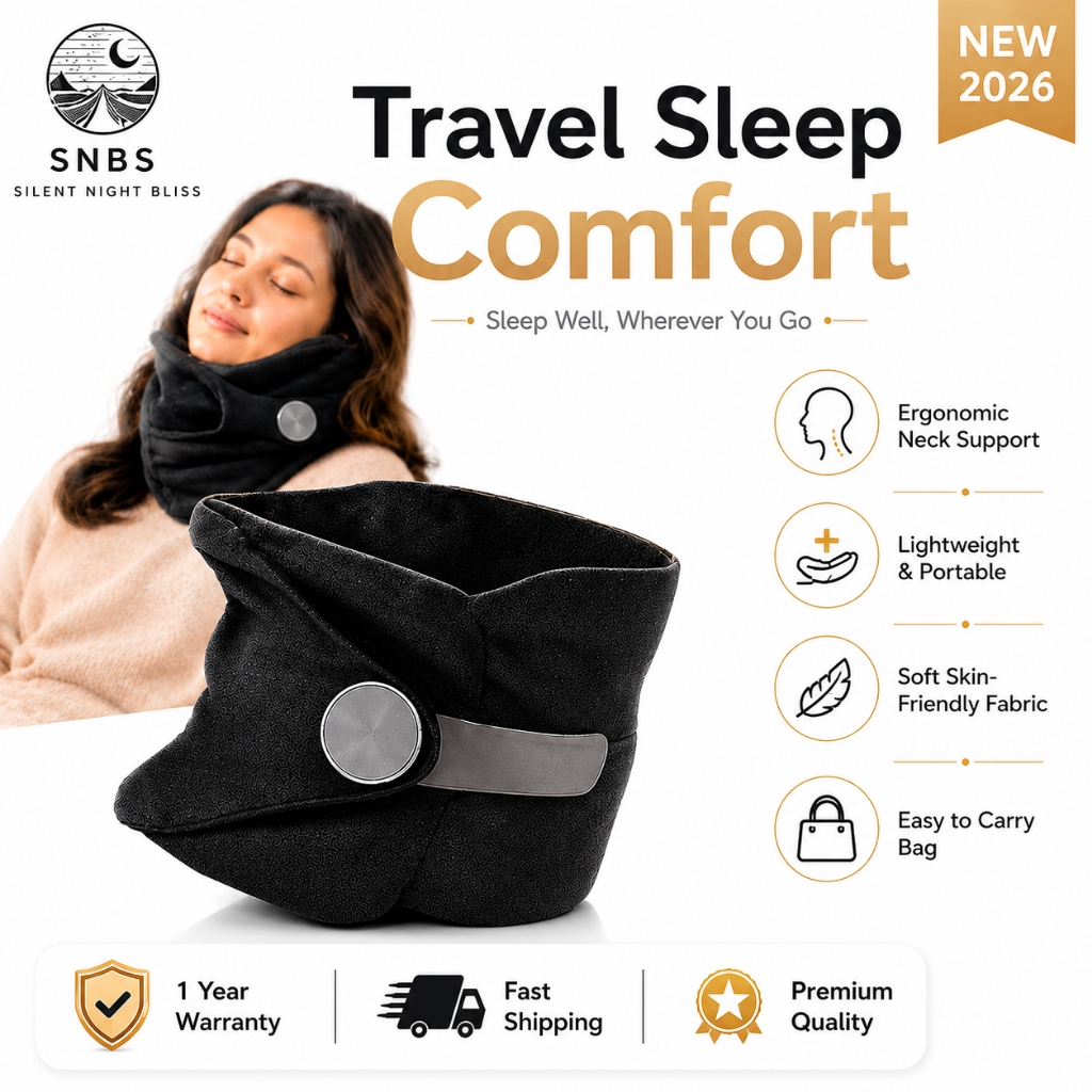 SNBS Almofada De Pescoço Para Viagem Soft Suporte Ergonômico Leve Lavável Trem De Carro De Vôo Preto