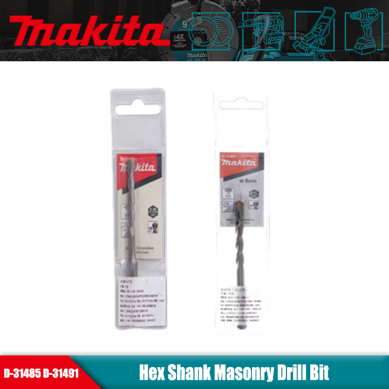 Makita D-31485-31491 Broca De Alvenaria Com Haste Hexagonal , Liga Endurecida Premium Para Perfuração De Tijolos De Conc