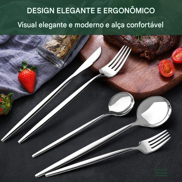 Kit 30 Peças Talheres Inoxidável Prateados para Cozinha Suprimentos Domésticos — imagem 2 de 2