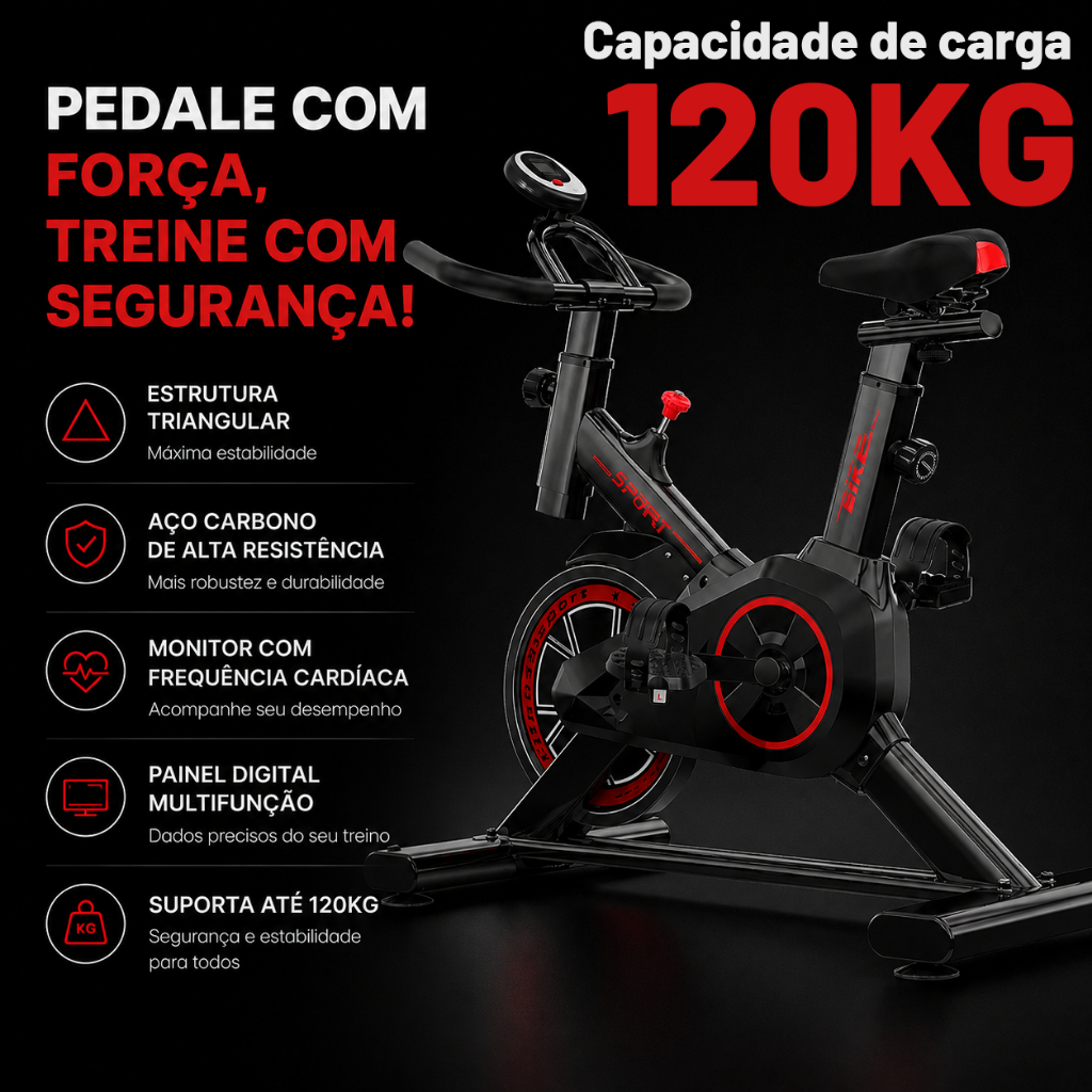 Bicicleta Bike Ergometrica Spinning Detecção De Frequência Cardíaca Academia Fitness Profissional 120kg